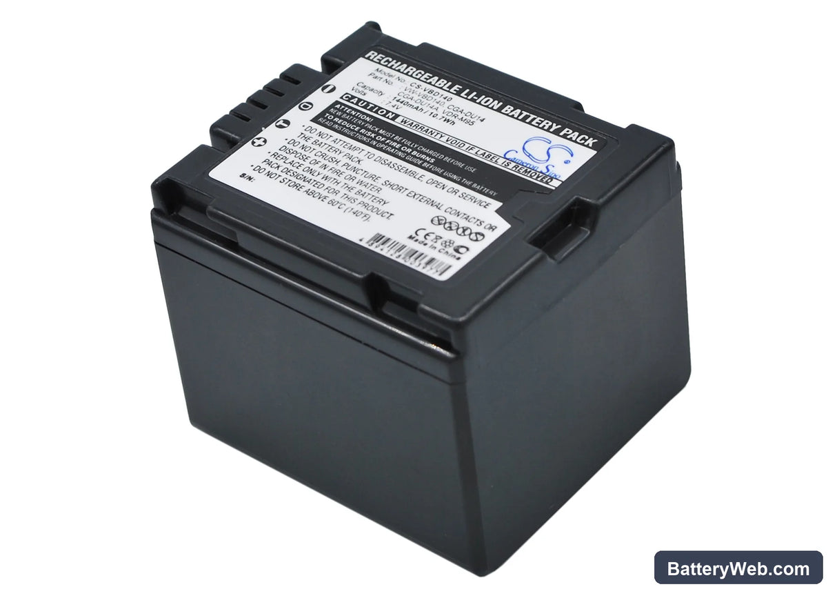 Panasonic NV-GS10 Replacement Battery, 7.4V, 1440mAh, Li-ion 1