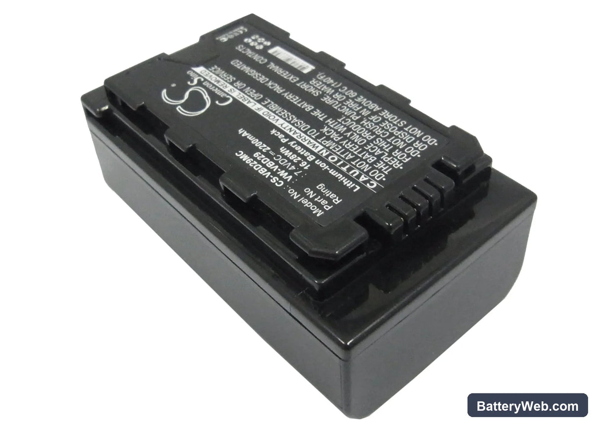 Panasonic HDC-MDH2GK Replacement Battery, 7.4V, 2200mAh, Li-ion 2
