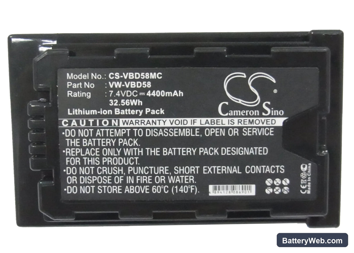 Panasonic HDC-MDH2GK Replacement Battery, 7.4V, 4400mAh, Li-ion 5