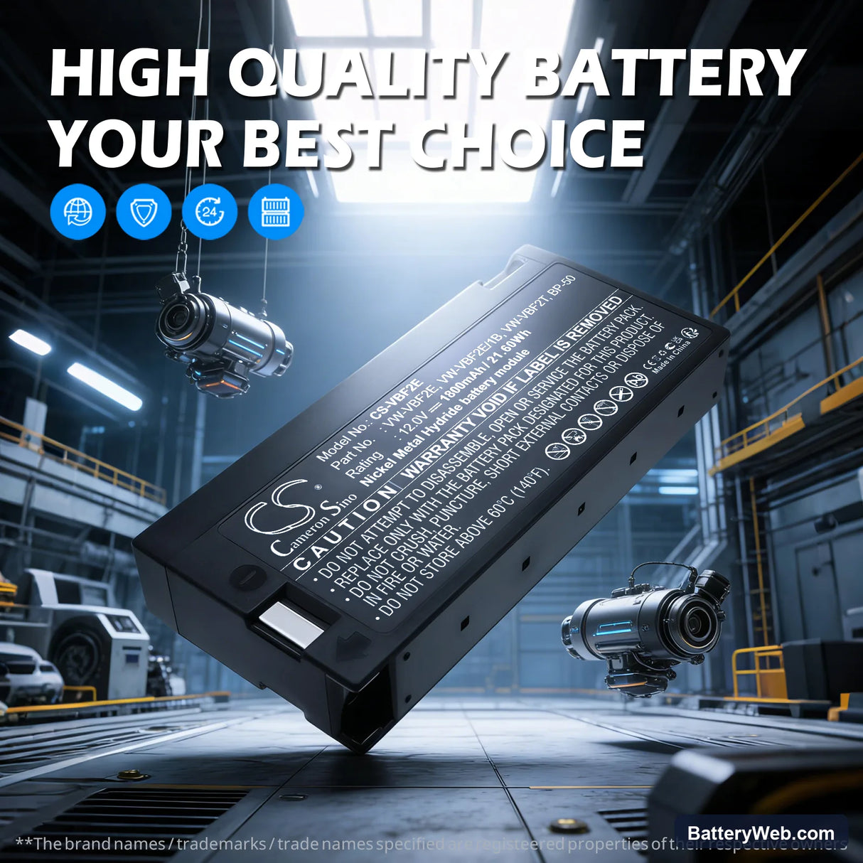 Canon CR-30A Replacement Battery, 12V, 1800mAh, Ni-MH 7
