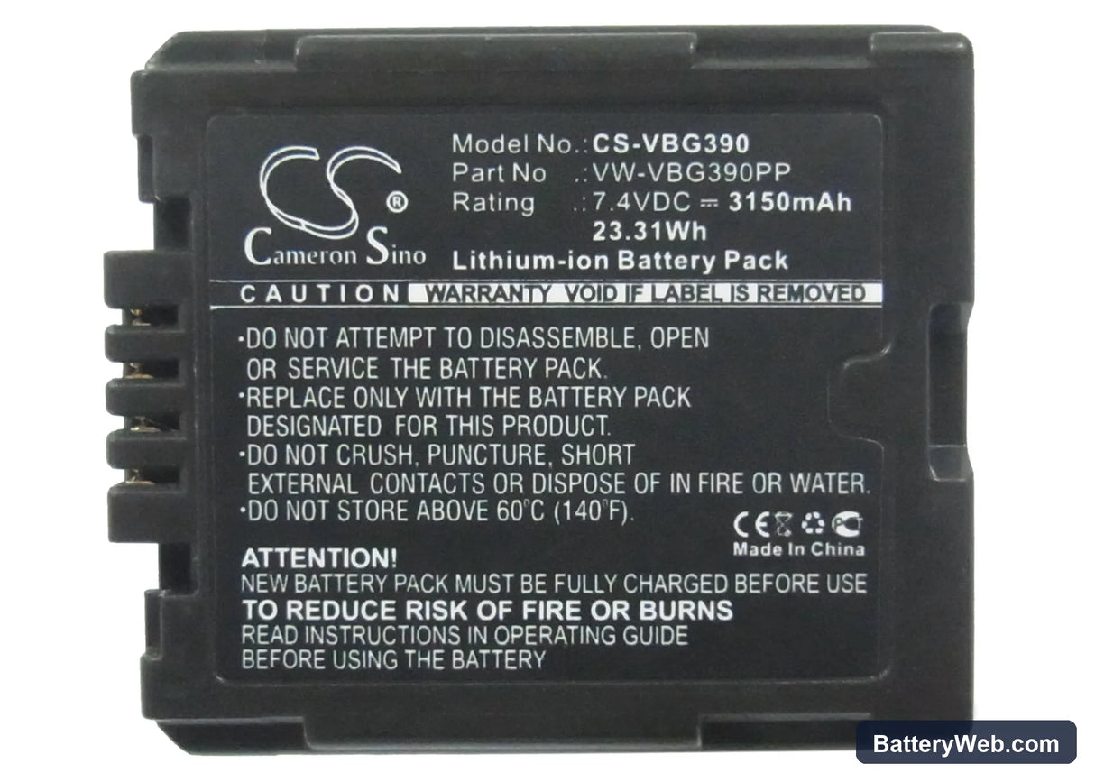 Panasonic AG-HMC40 Replacement Battery, 7.4V, 3150mAh, Li-ion 5