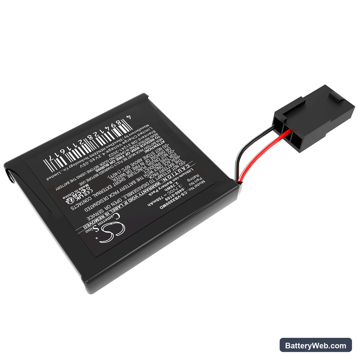 Verathon BVI 6100 Replacement Battery, 3.7V, 750mAh, Li-ion 2