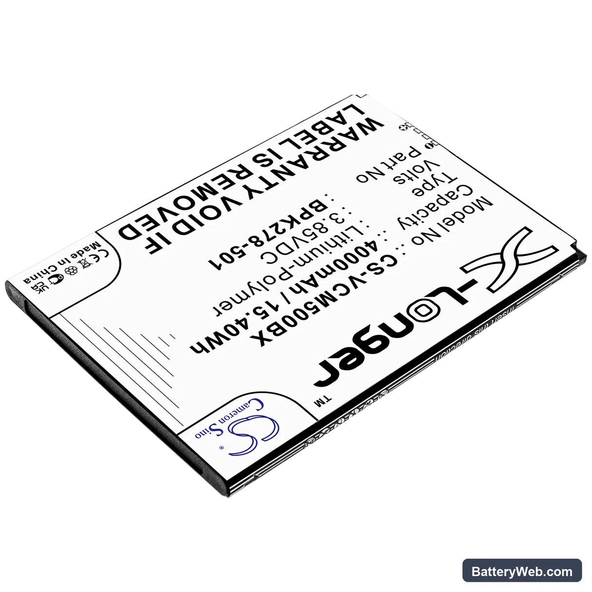 VeriFone CM5 Replacement Battery, 3.85V, 4000mAh, Li-Polymer 2
