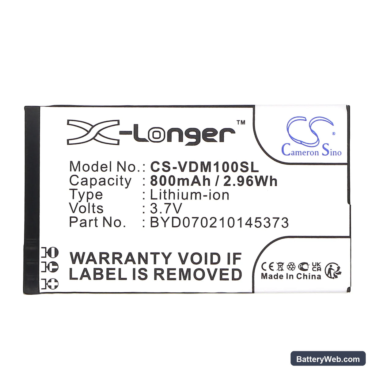 Vodafone Mini D100 Replacement Battery, 3.7V, 800mAh, Li-ion 3
