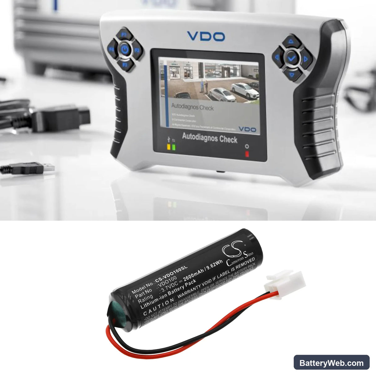 VDO Autodiagnos Check Plug & Play Service Tool Replacement Battery, 3.7V, 2600mAh, Li-ion 6