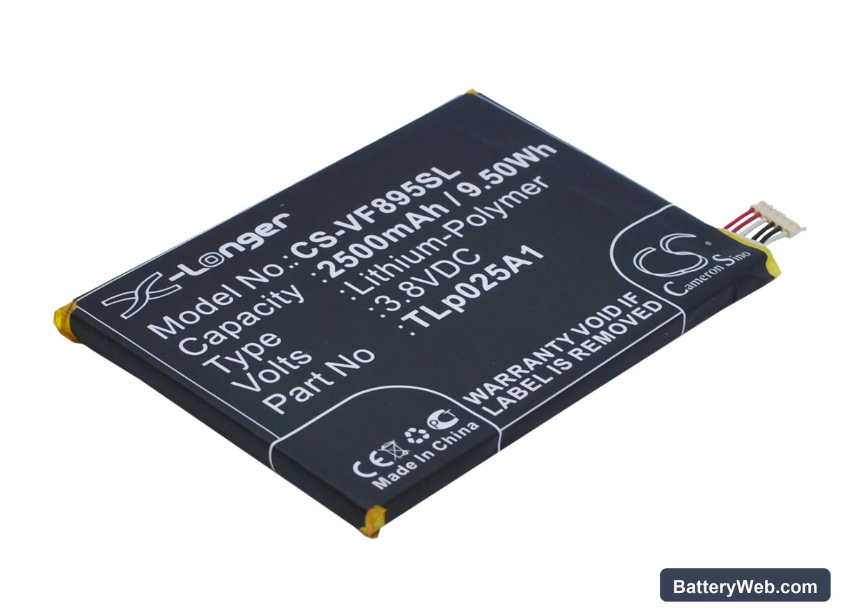 Vodafone Smart Prime 6 Replacement Battery, 3.8V, 2500mAh, Li-Polymer 1