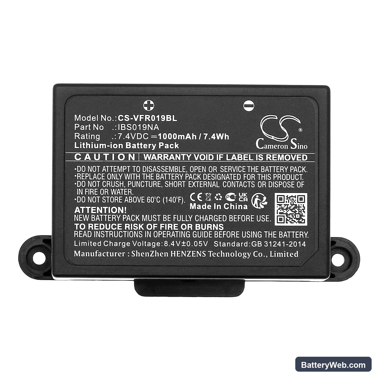 VeriFone IBS019NA Replacement Battery, 7.4V, 1000mAh, Li-ion 5