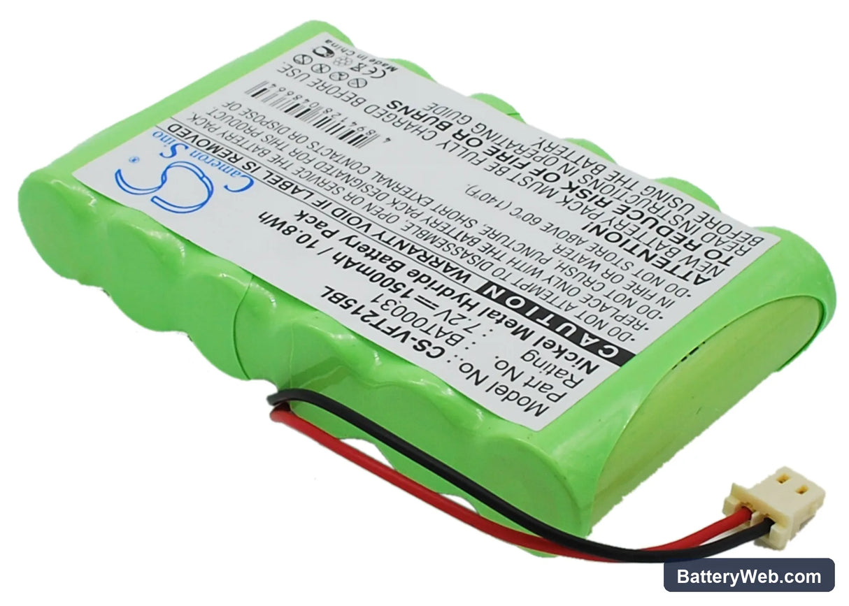 VeriFone Nurit 2159 Replacement Battery, 7.2V, 1500mAh, Ni-MH 2
