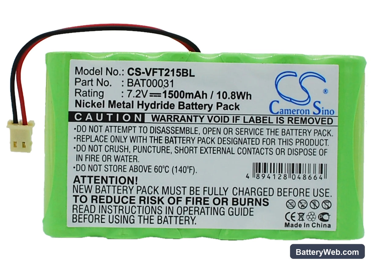 VeriFone Nurit 2159 Replacement Battery, 7.2V, 1500mAh, Ni-MH 5