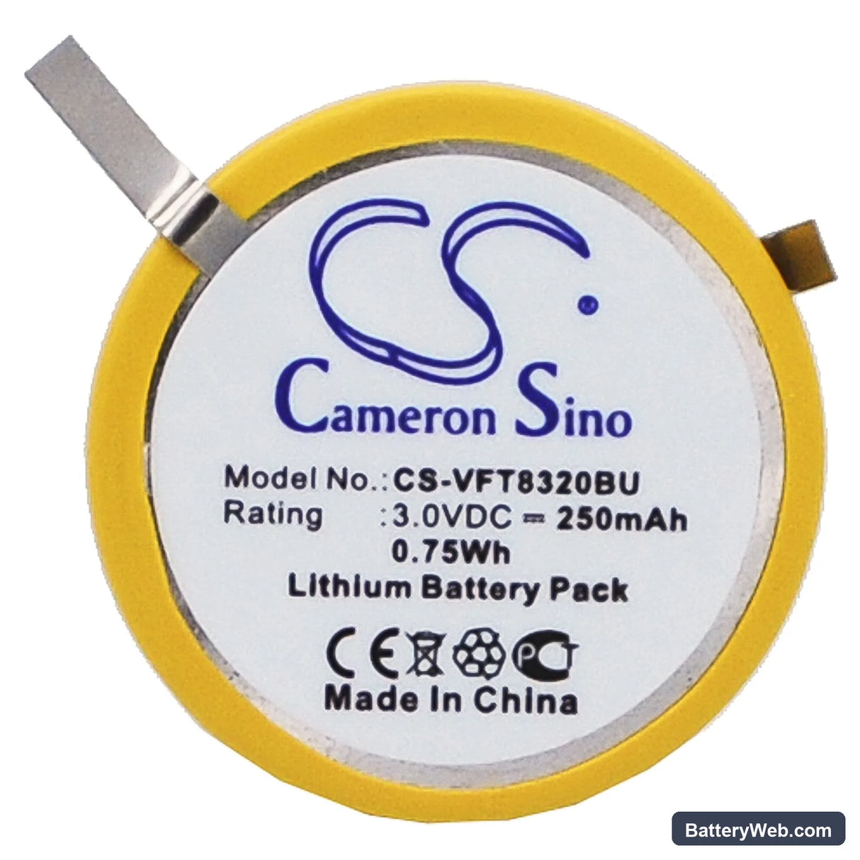VeriFone NURIT 8320 Replacement Battery, 3V, 250mAh, Lithium 3