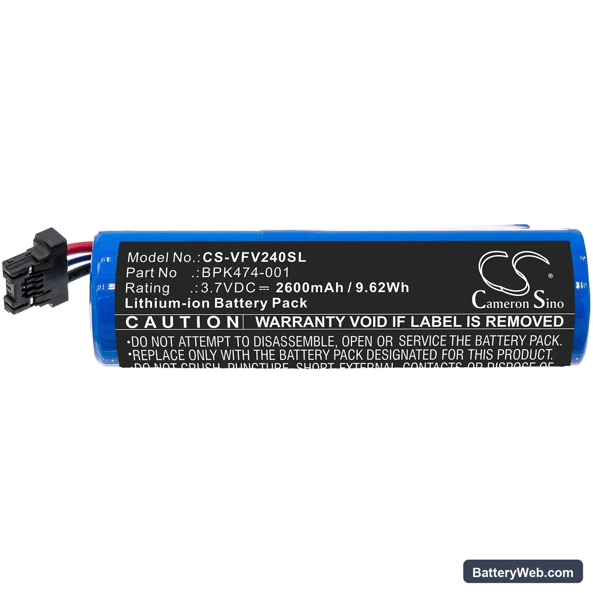 VeriFone V240m Plus Replacement Battery, 3.7V, 2600mAh, Li-ion 3