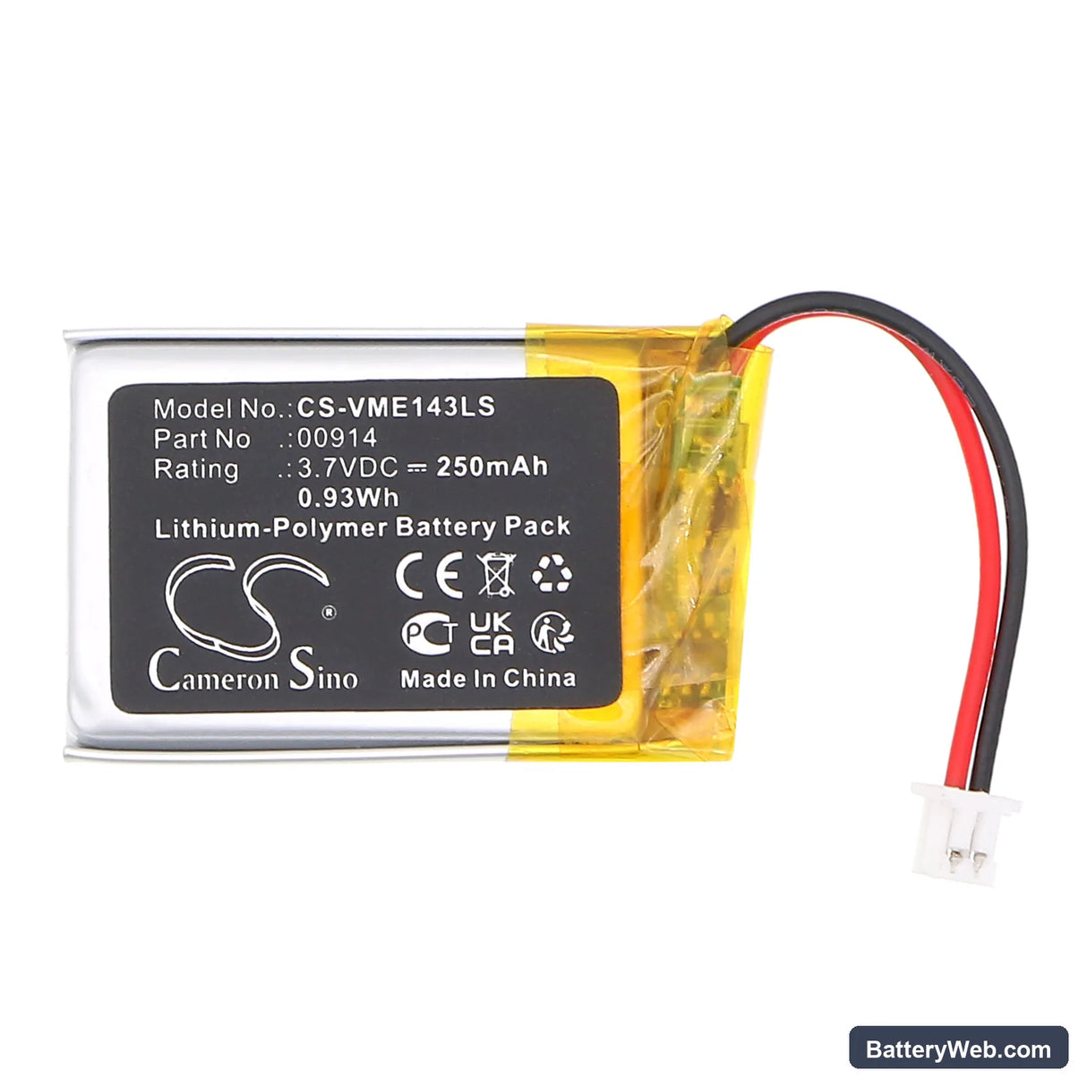 VIMAR 14397 Replacement Battery, 3.7V, 250mAh, Li-Polymer 3