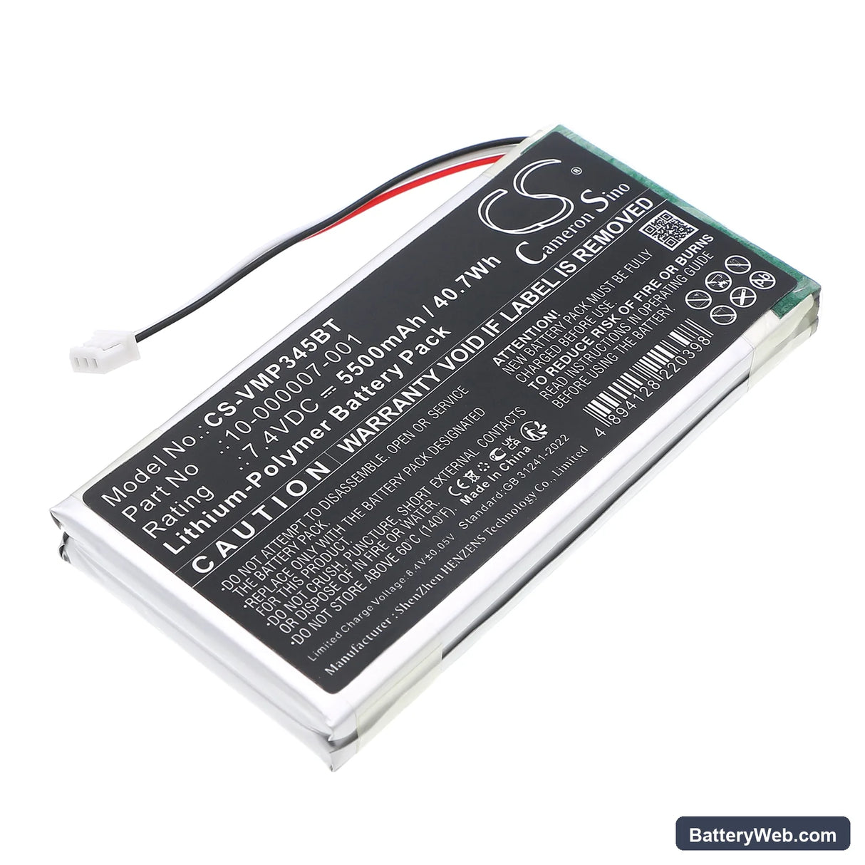 Vivint CP01 Control Panel Replacement Battery, 7.4V, 5500mAh, Li-Polymer 1