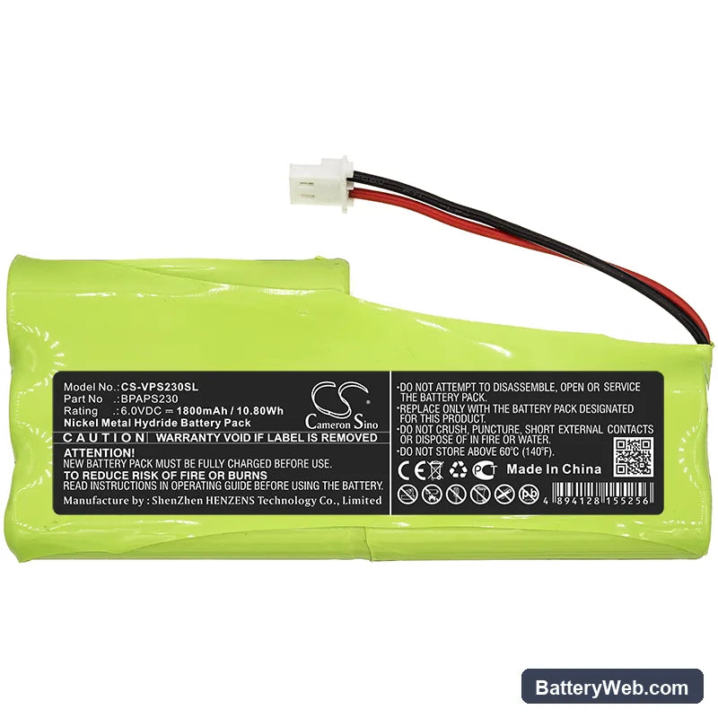 Velleman APS230 Replacement Battery, 6V, 1800mAh, Ni-MH 3