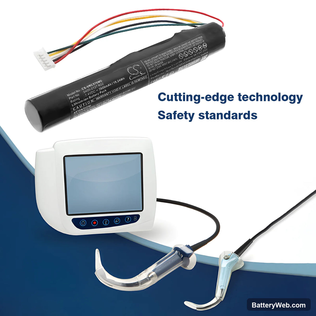 Verathon 0400-0102 Replacement Battery, 7.4V, 2600mAh, Li-ion 6