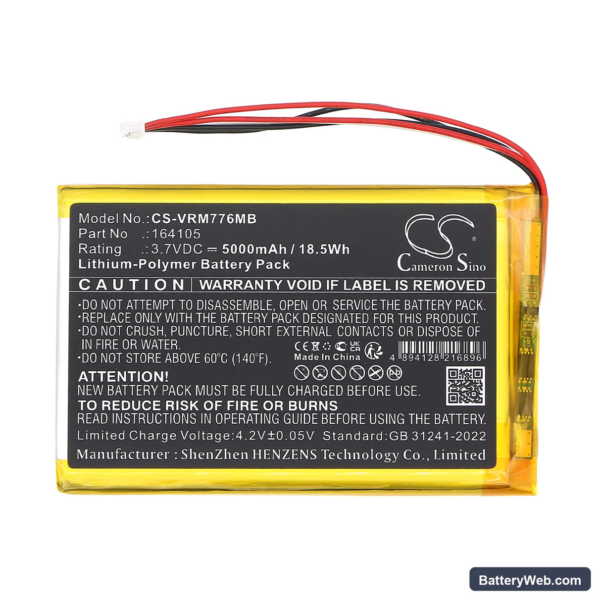 V Tech LF915 Replacement Battery, 3.7V, 5000mAh, Li-Polymer 3