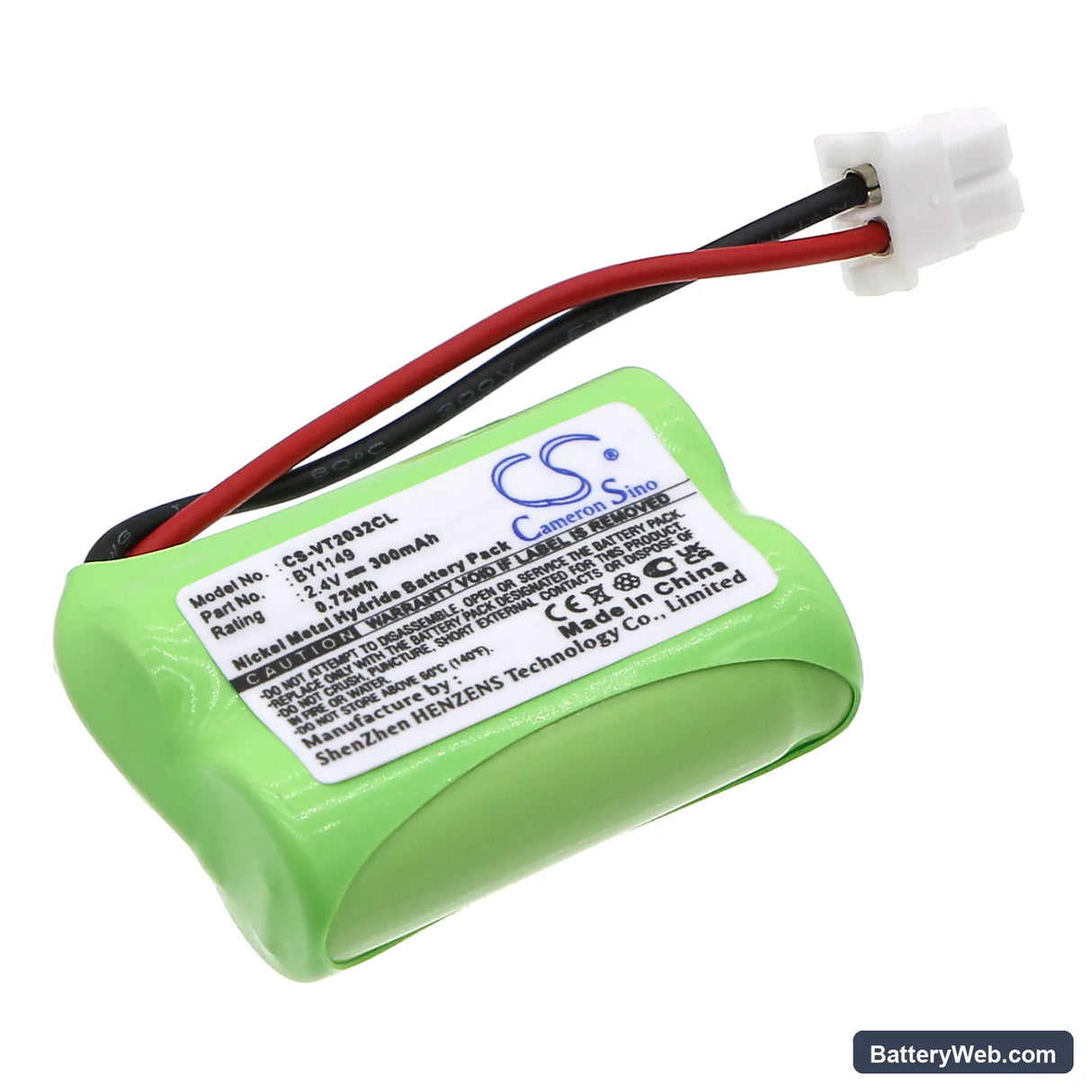 V Tech VT2032 Replacement Battery, 2.4V, 300mAh, Ni-MH 1