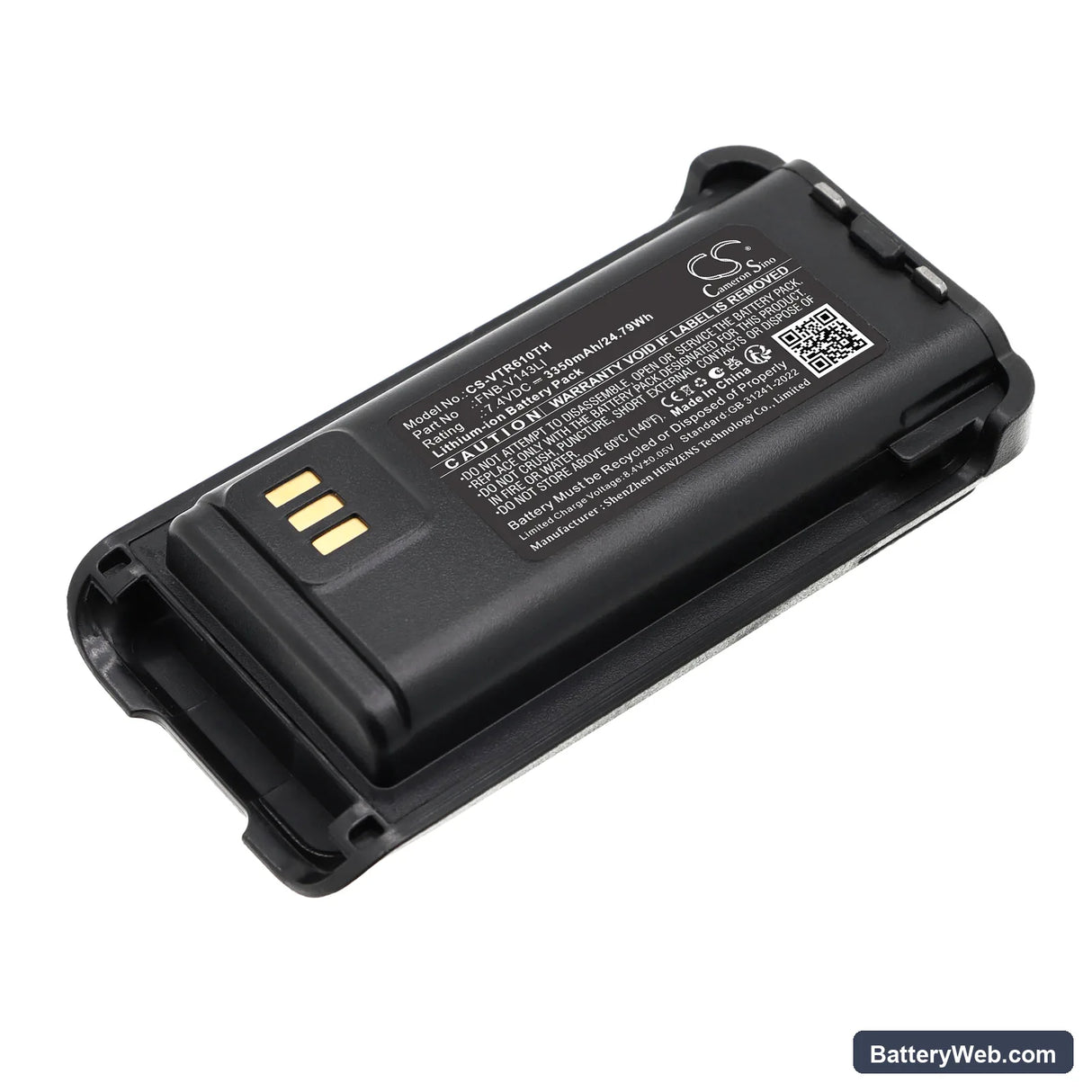 Vertex Standard EVX-Z61 Replacement Battery, 7.4V, 3350mAh, Li-ion 1