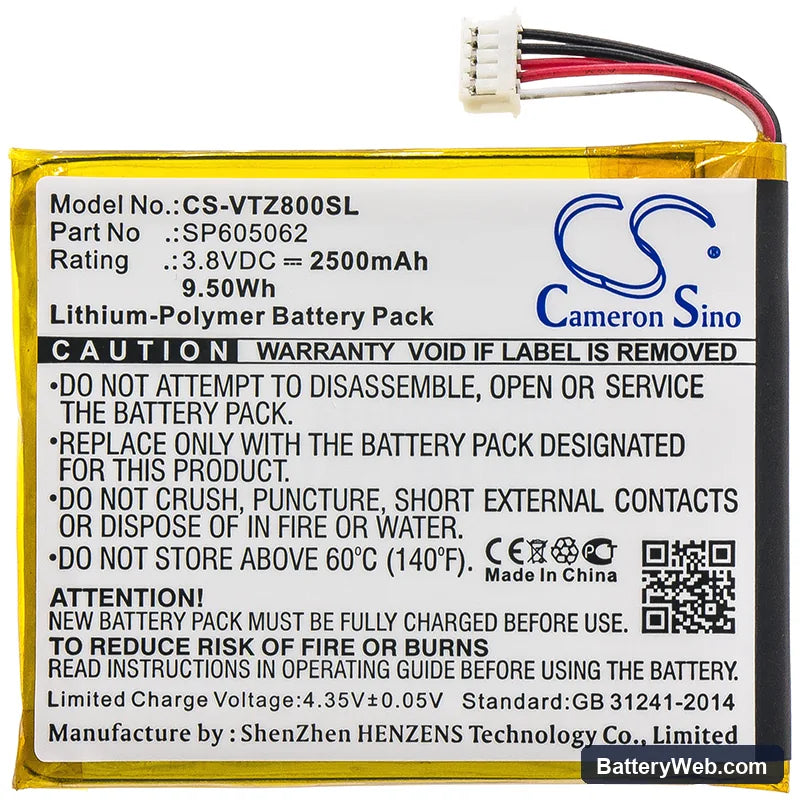 V Tech KidiBuzz Replacement Battery, 3.8V, 2500mAh, Li-Polymer 3