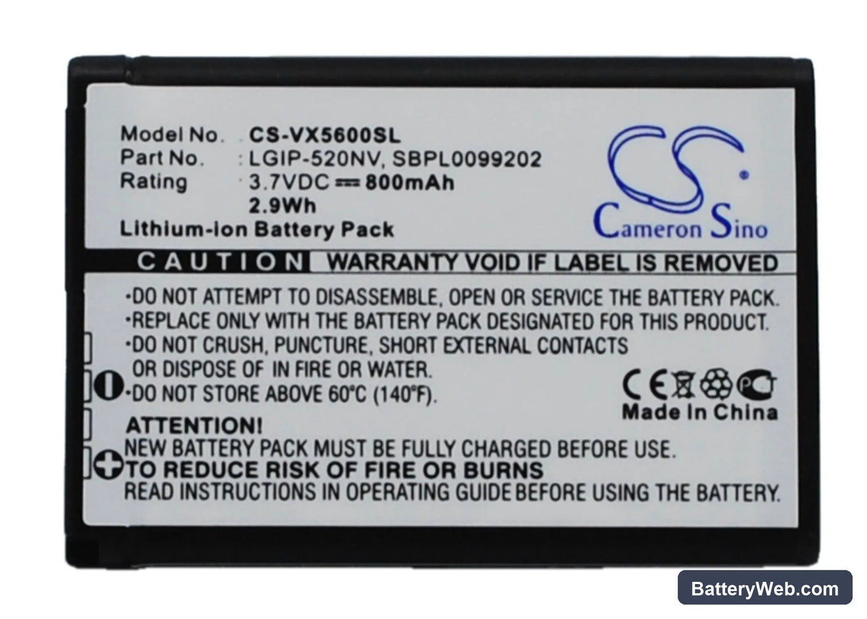 Verizon UN150 Envoy Replacement Battery, 3.7V, 800mAh, Li-ion 1