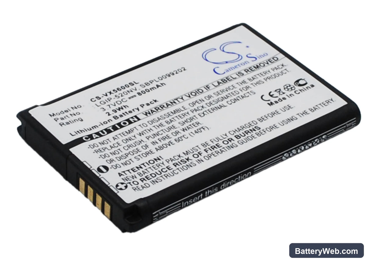 Verizon UN150 Envoy Replacement Battery, 3.7V, 800mAh, Li-ion 2