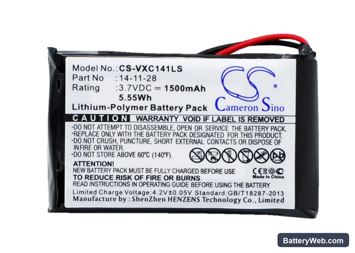 Vancouver Vancouver/XC-141K Replacement Battery, 3.7V, 1500mAh, Li-Polymer 1