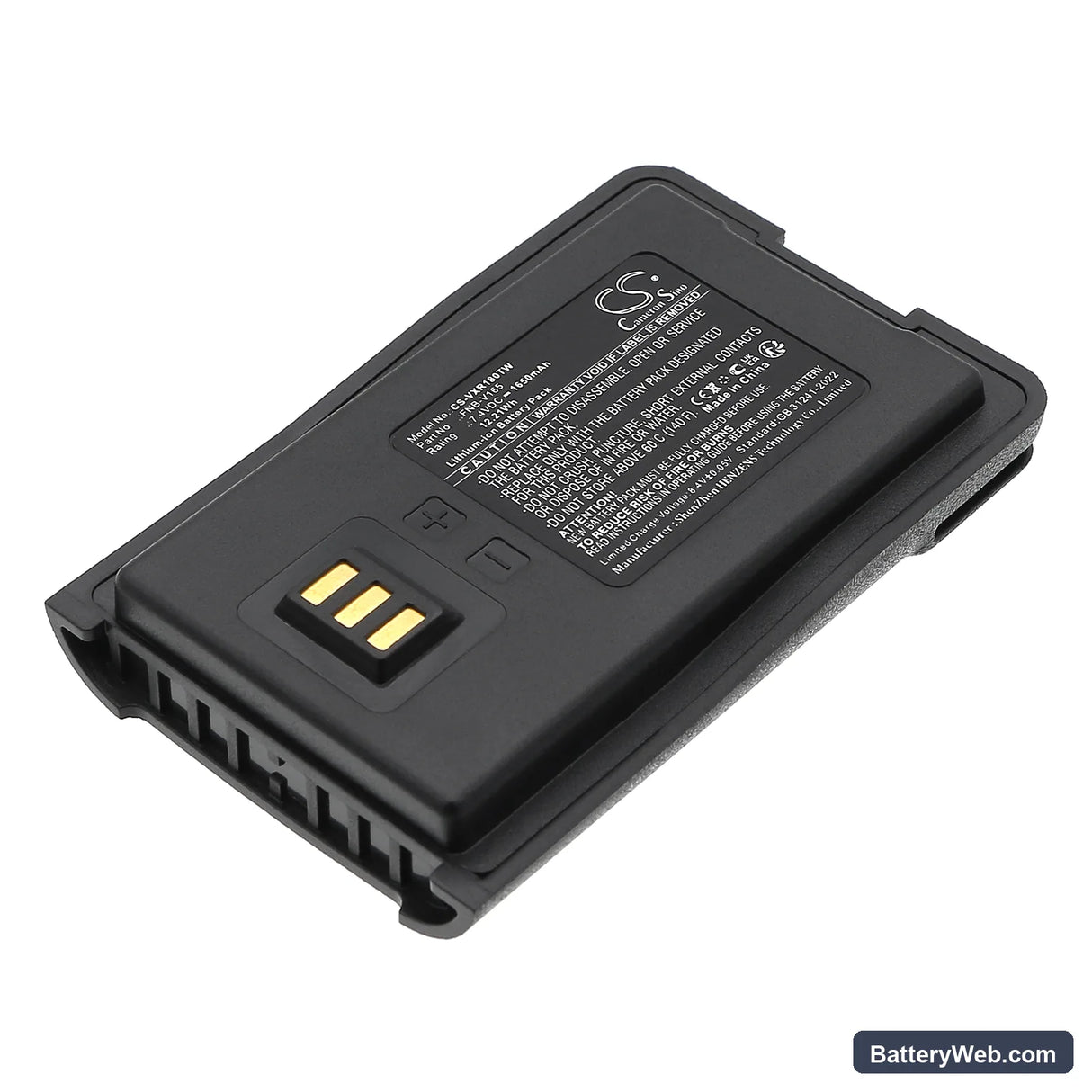 Vertex Standard V318 Replacement Battery, 7.4V, 1650mAh, Li-ion 1