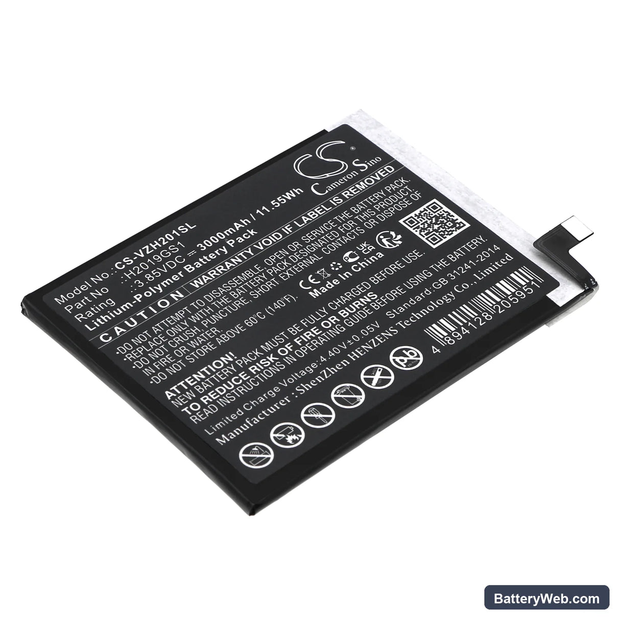 Verizon HPP-GS1 Replacement Battery, 3.85V, 3000mAh, Li-Polymer 1