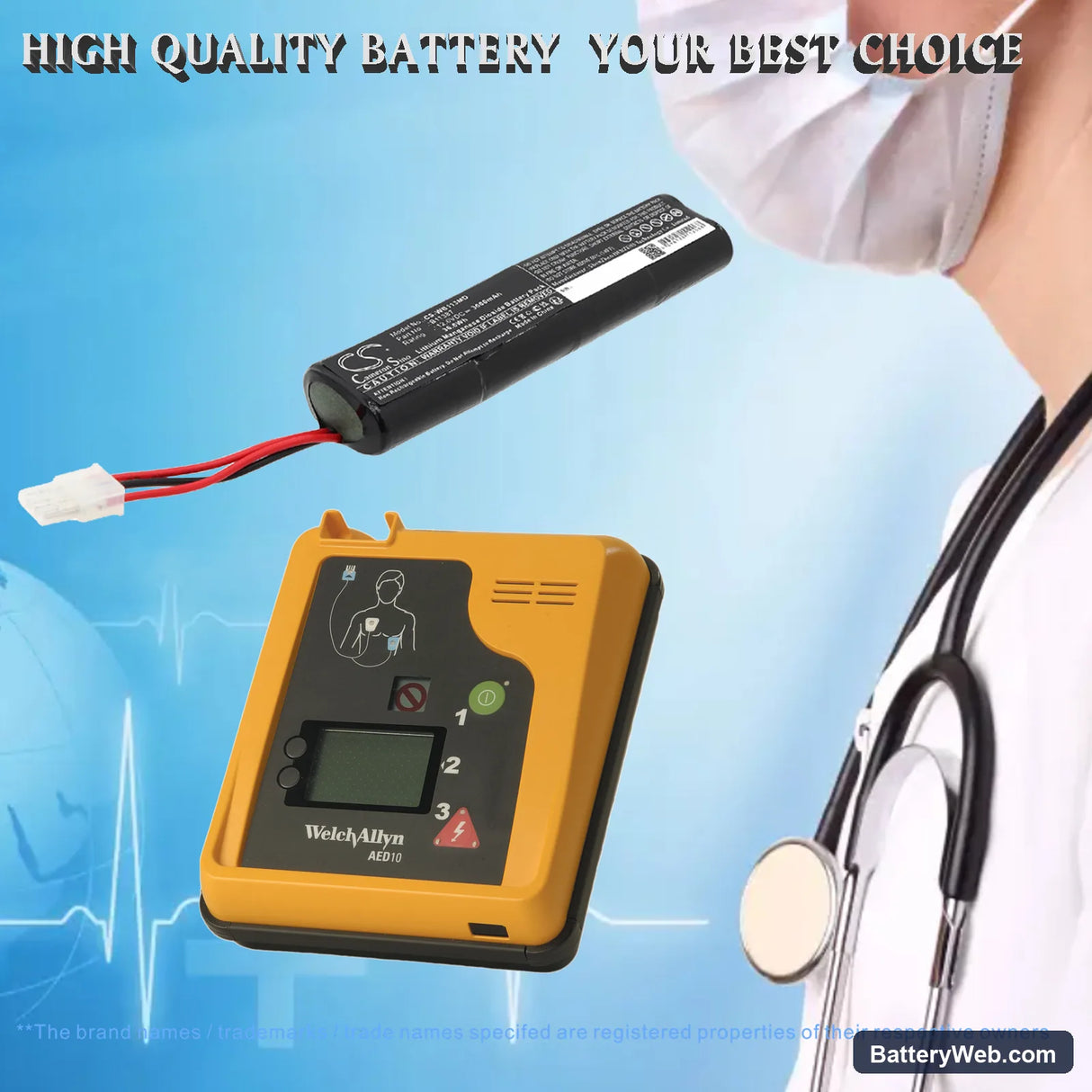 Medical Research Laboratories Jumpstart AED Replacement Battery, 12V, 3000mAh, Li-MnO2 6