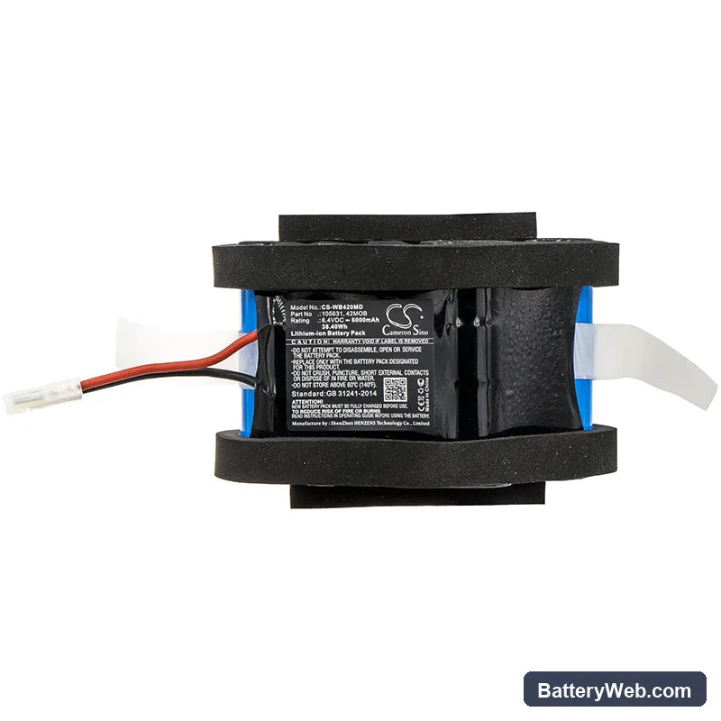 Welch-Allyn 42M0B-E1 Replacement Battery, 6.4V, 6000mAh, LiFePO4 3