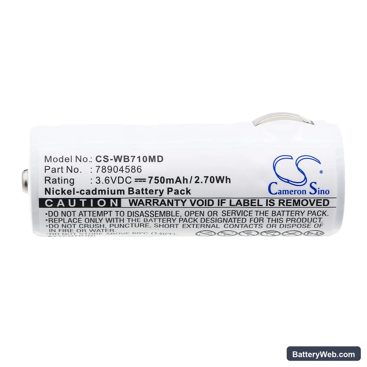 Keeler VISTA 200 HANDLE Replacement Battery, 3.6V, 750mAh, Ni-CD 3