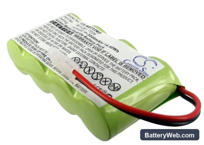 Welch-Allyn 72240 Replacement Battery, 4.8V, 3000mAh, Ni-MH 2
