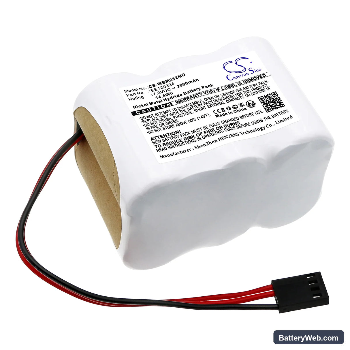 Welch-Allyn Manuel Audiometer 5200 AM232 Replacement Battery, 7.2V, 2000mAh, Ni-MH 1
