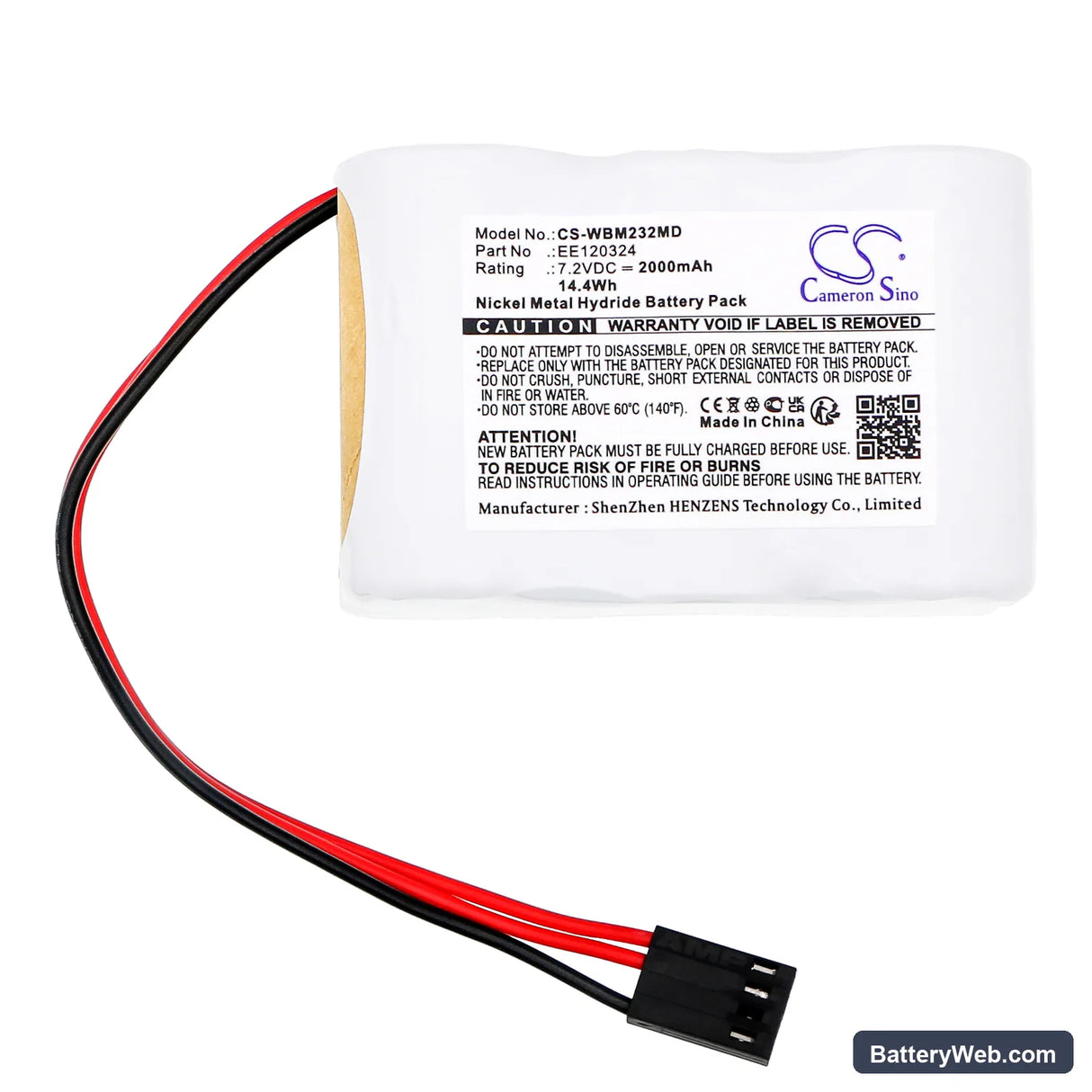 Welch-Allyn Manuel Audiometer 5200 AM232 Replacement Battery, 7.2V, 2000mAh, Ni-MH 3
