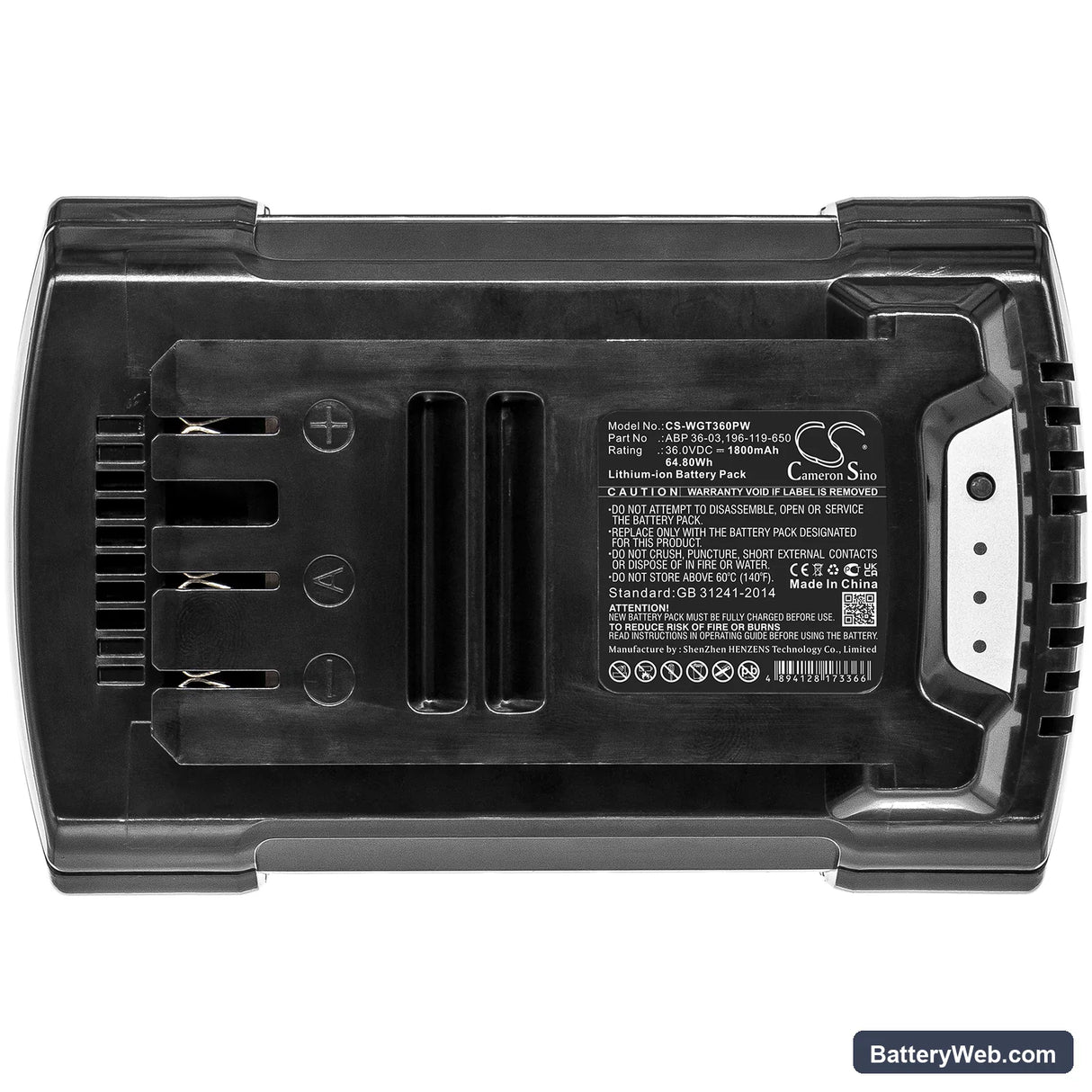 Wolf Garten GTB 36 Replacement Battery, 36V, 1800mAh, Li-ion 3