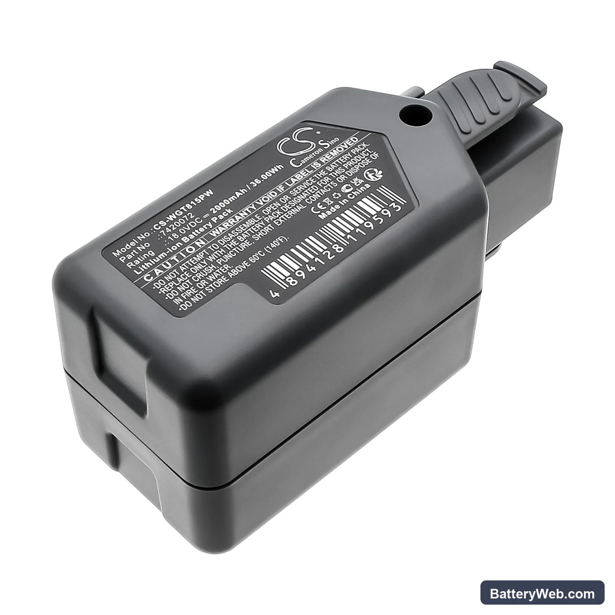 Wolf Garten Li-ion Power GTB 815 Trimmer Replacement Battery, 18V, 2000mAh, Li-ion 1