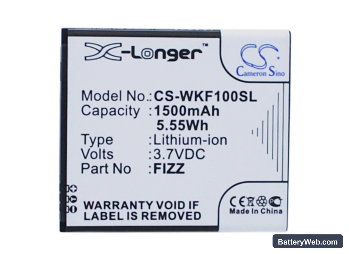 Wiko Fizz Replacement Battery, 3.7V, 1500mAh, Li-ion 1