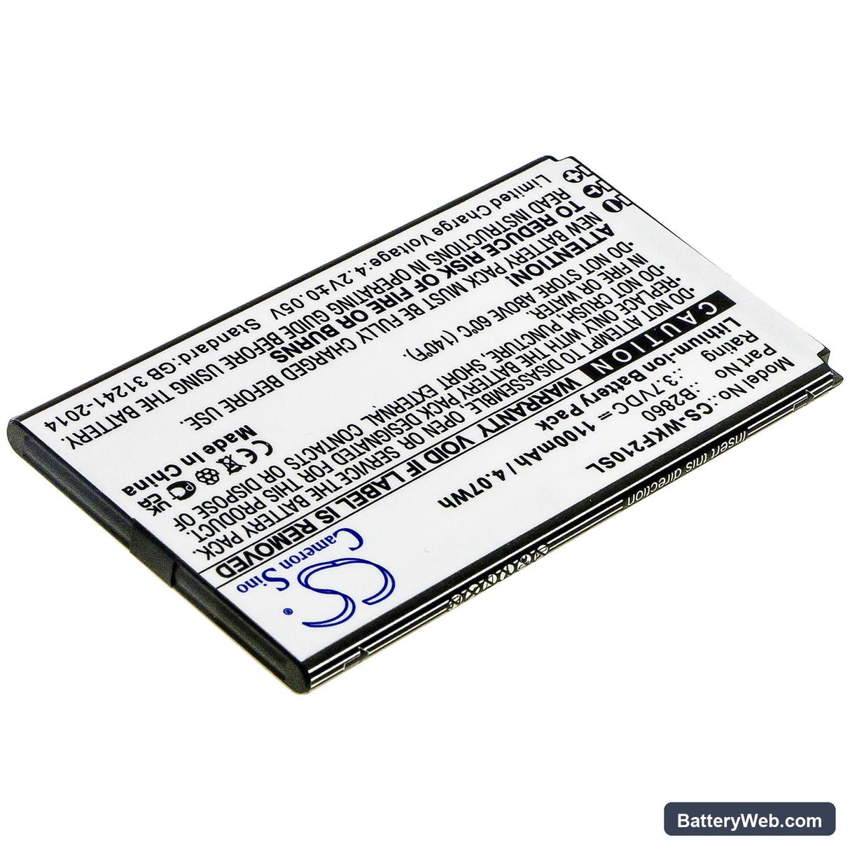 Wiko F200 Replacement Battery, 3.7V, 1100mAh, Li-ion 2