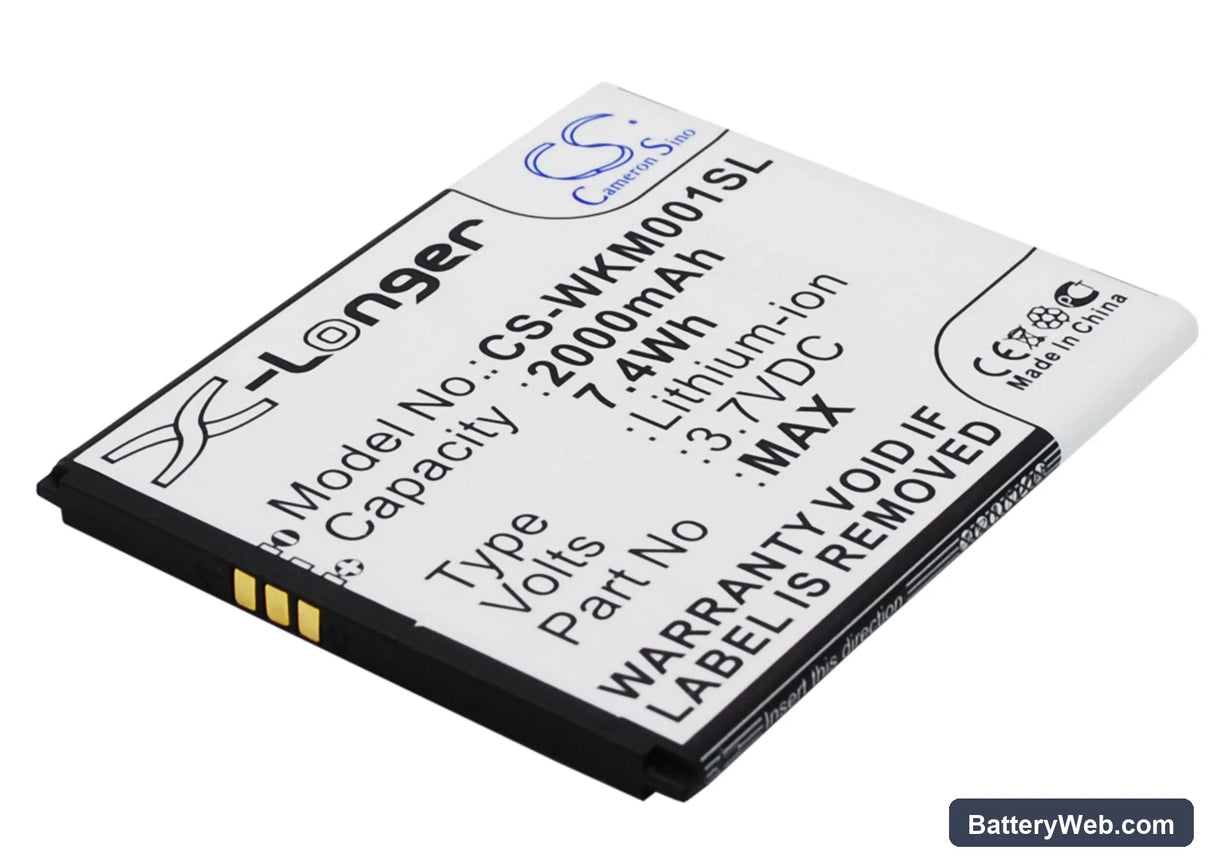 Wiko WAX Replacement Battery, 3.7V, 2000mAh, Li-ion 2