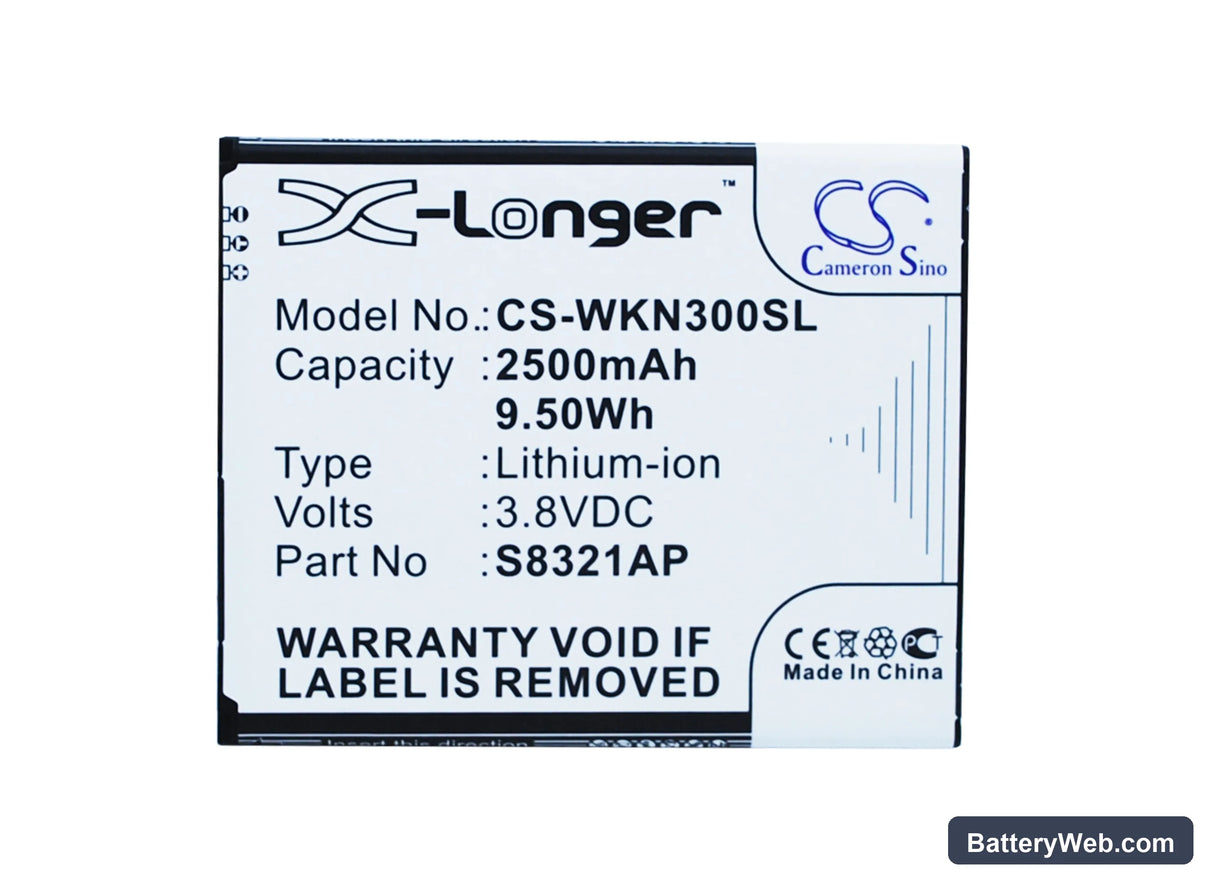 Wiko Slide Replacement Battery, 3.8V, 2500mAh, Li-ion 5