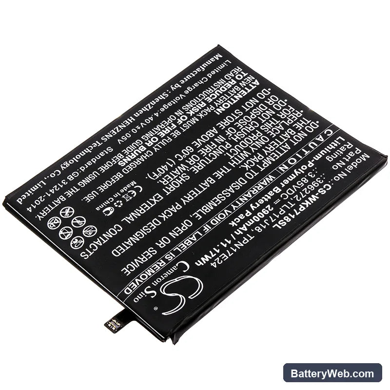 Wiko View Prime Replacement Battery, 3.85V, 2900mAh, Li-Polymer 2