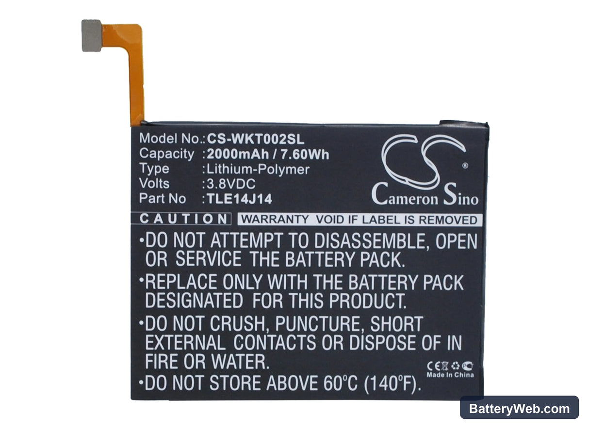 Wiko Getaway Replacement Battery, 3.8V, 2000mAh, Li-Polymer 5