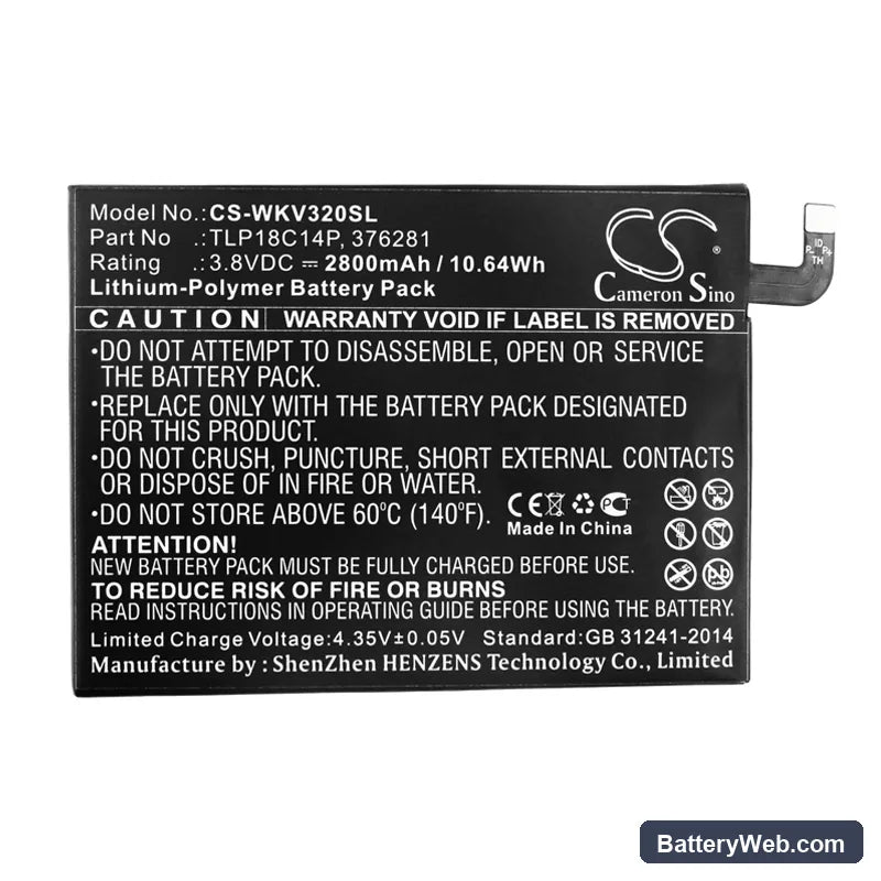 Wiko View Max Replacement Battery, 3.8V, 2800mAh, Li-Polymer 3