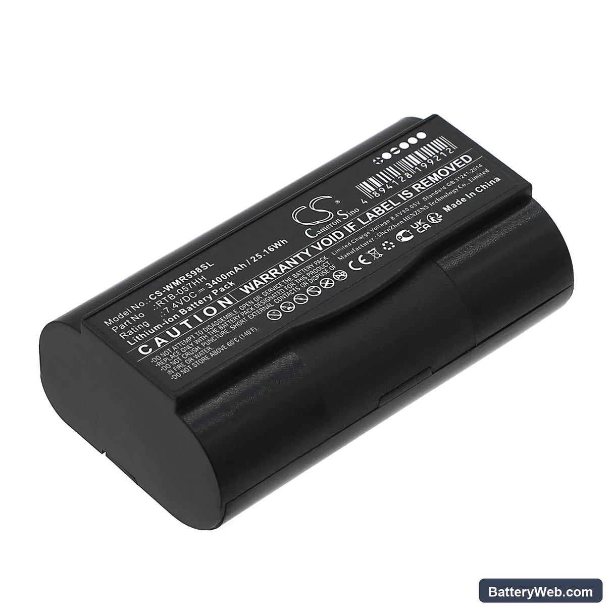 WINMATE R05I98H-RTD1 Replacement Battery, 7.4V, 3400mAh, Li-ion 1