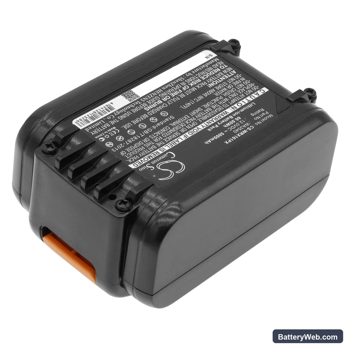 Worx WU137 Replacement Battery, 12V, 5000mAh, Li-ion 4