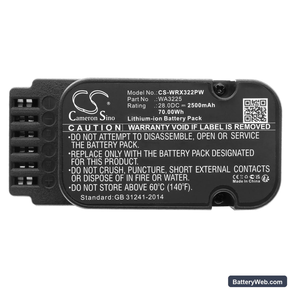 Worx Landroid L1500 Replacement Battery, 28V, 2500mAh, Li-ion 5