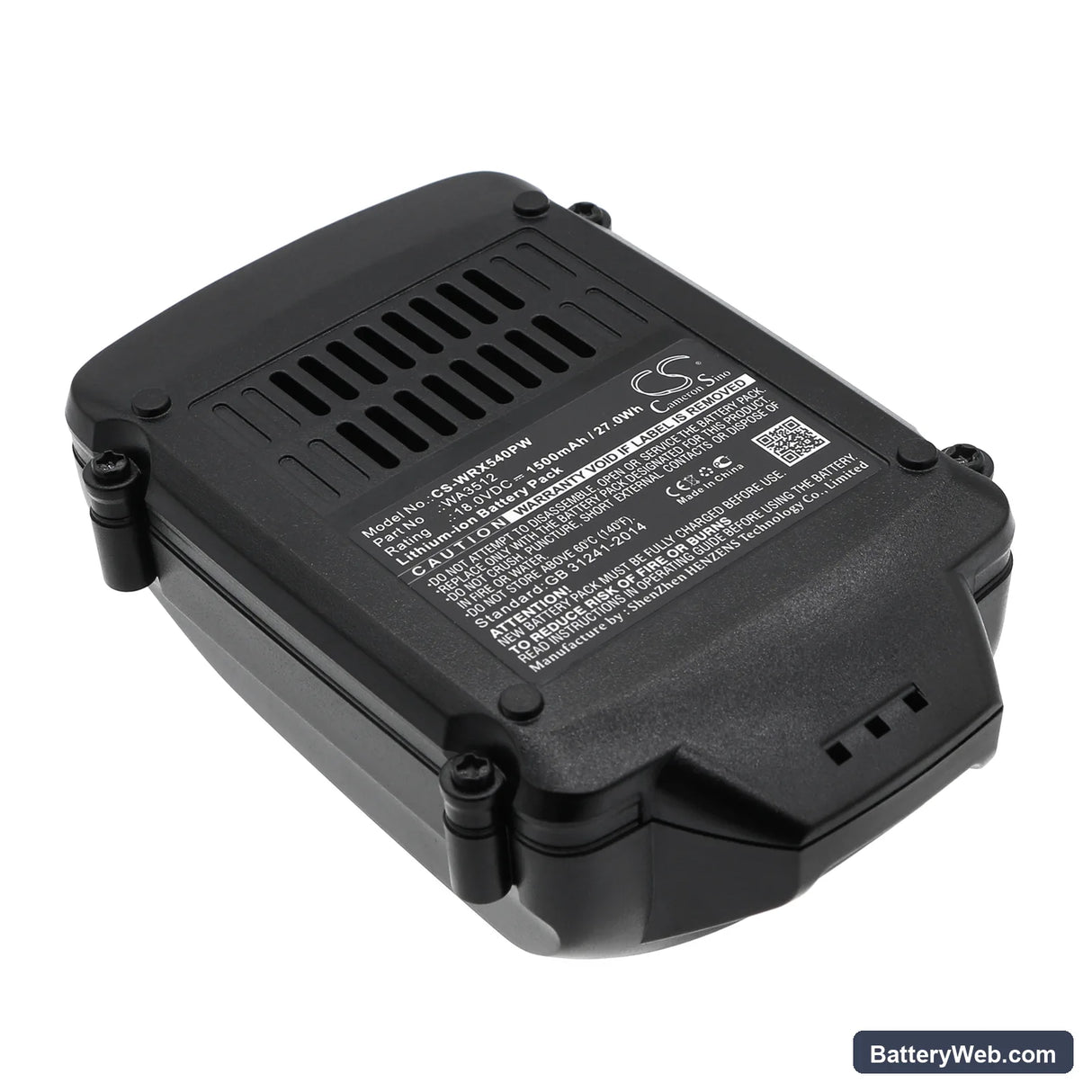 Worx WG151.5 Replacement Battery, 18V, 1500mAh, Li-ion 1