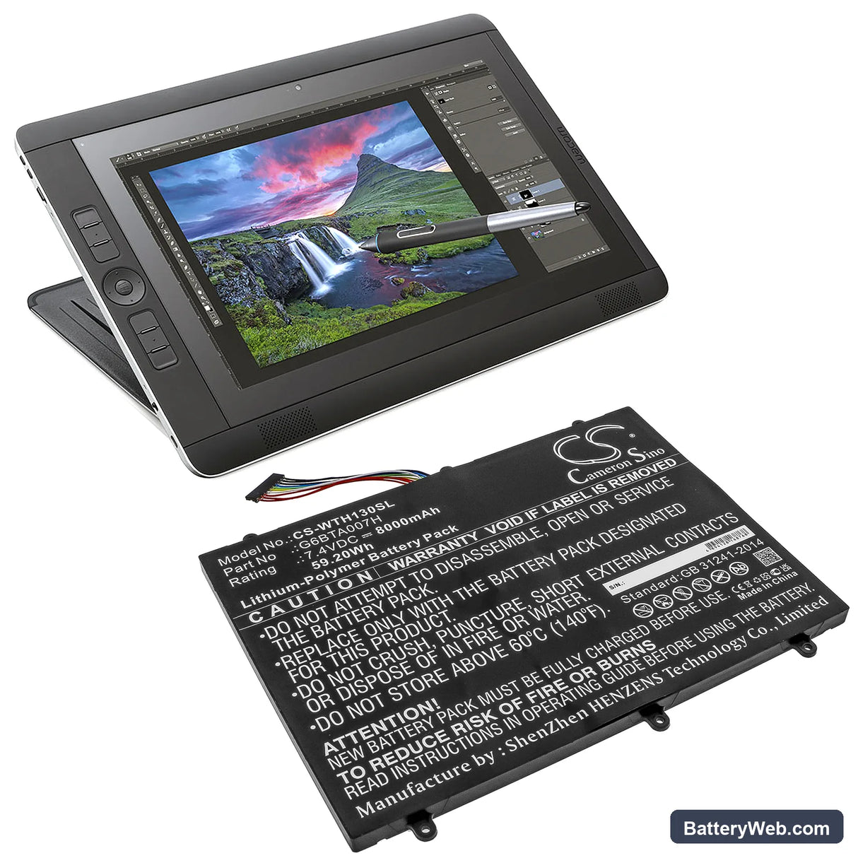 Wacom Cintiq Companion 2 Replacement Battery, 7.4V, 8000mAh, Li-Polymer 5