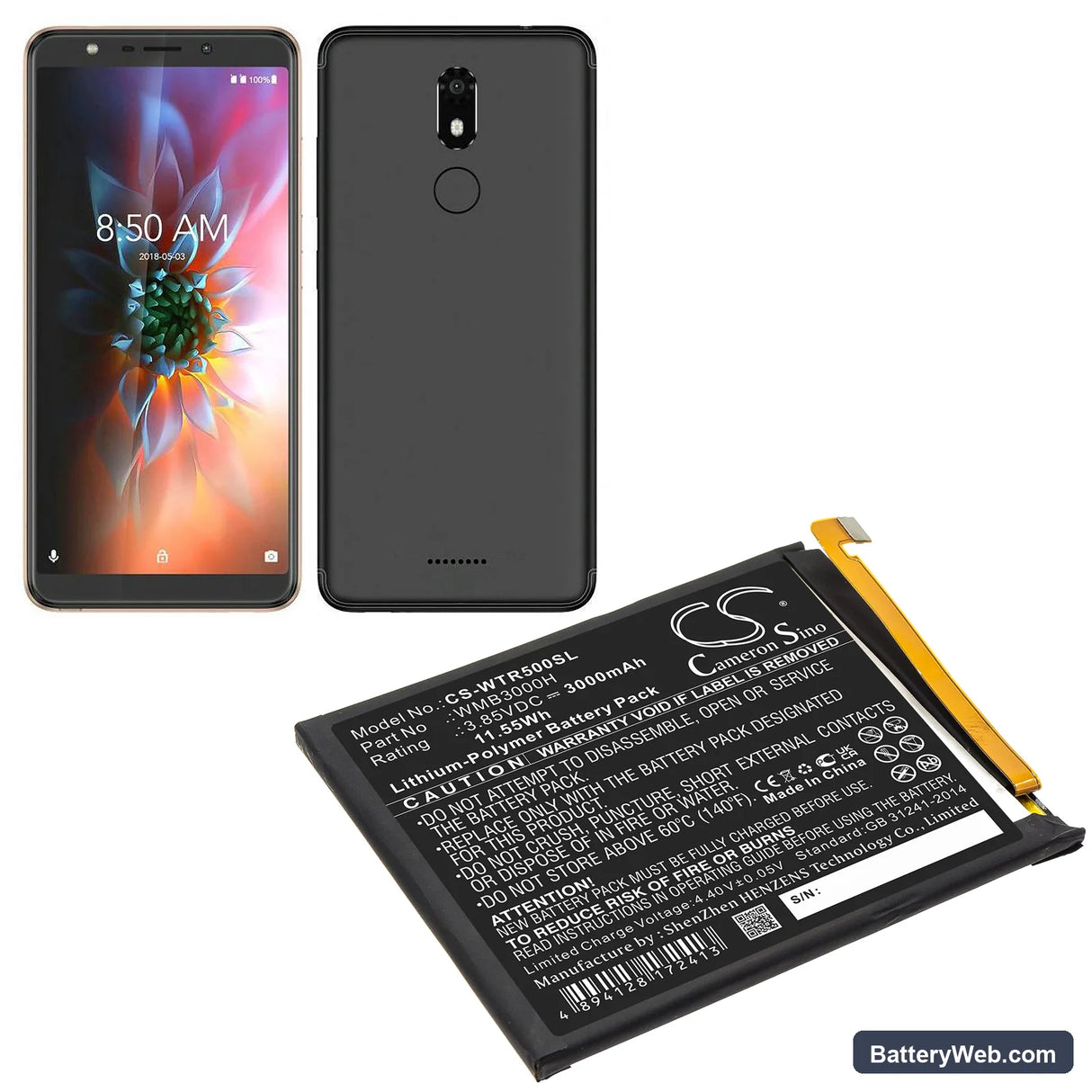 WALTON Primo R5 Replacement Battery, 3.85V, 3000mAh, Li-Polymer 5