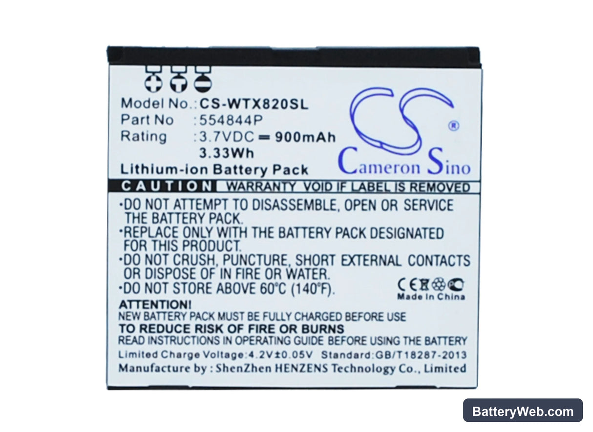WayteQ X820 Replacement Battery, 3.7V, 800mAh, Li-ion 1